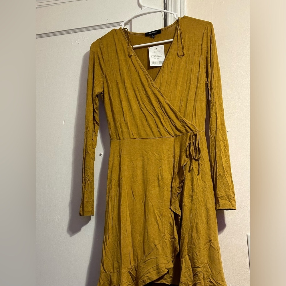 Women’s Marshals Yellow (Mustard) Maxi Mini Dress Size: L (Juniors)